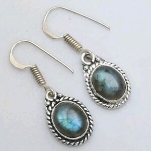 Labradorite Gemstone 925 Sterling Silver Handmade Drop Dangle Earrings